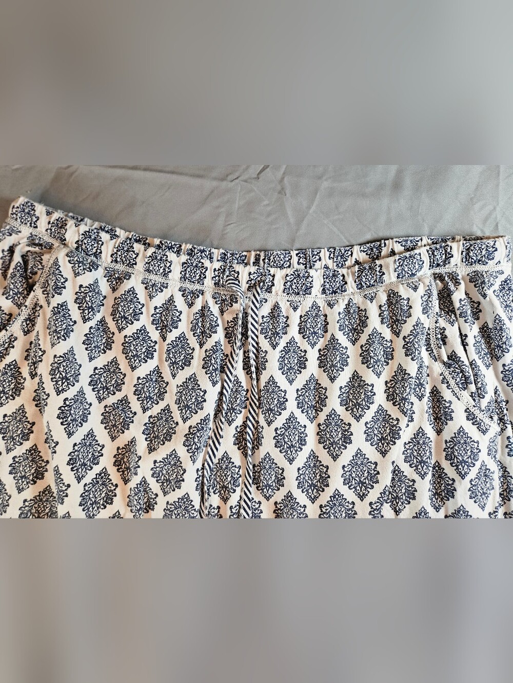 Carole Hochman Womens White And Blue Geometric Print Pajama Capri Pants Size XXL - Picture 5 of 15